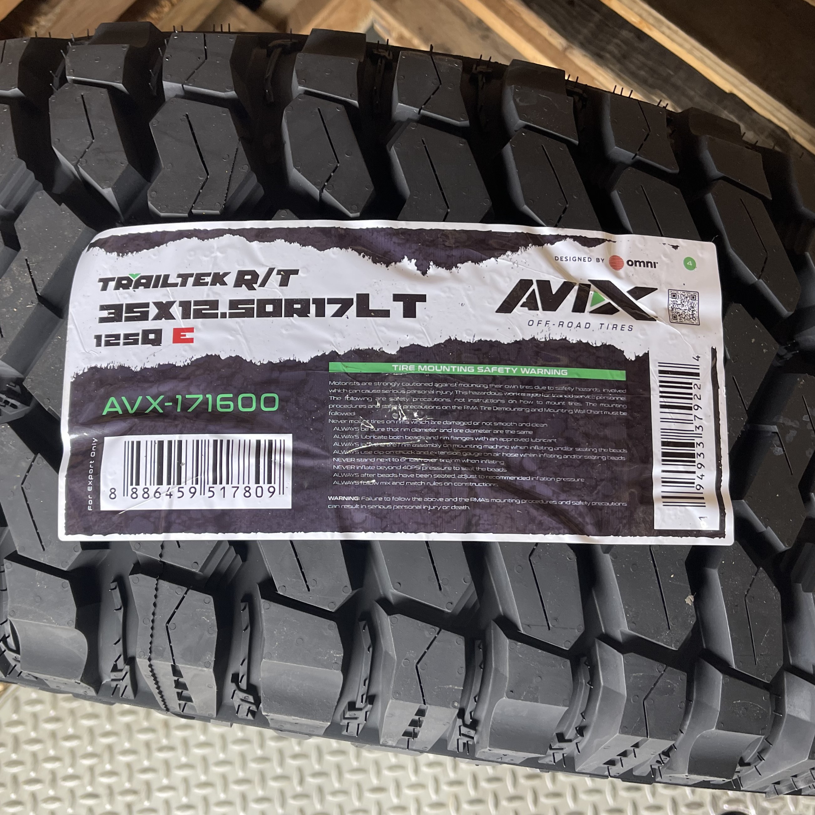 4 - 35x12.5-17 Avix Trailtek Tire Rugged Terrain RT 35125017 34.8